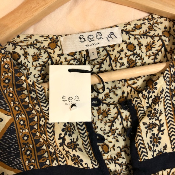 New Sea Contrast Binding Print Dress Size 8 - Picture 6 of 6